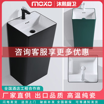 Integrated ceramic column basin balcony washbasin square toilet home large washbasin floor type washbasin
