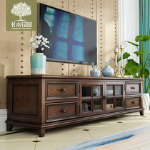 American TV cabinet coffee table combination wall Ash light luxury 1 8 meters large retro living room solid wood cabinet