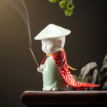 Creative Walker Little Monk Tea Pet Orniquet Line Fragrant Aromatherapy White Porcelain Tea Table Tea Play Home Decoration