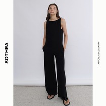 SOTHEA 21 new slim drop feel narrow shoulder flat collar casual Siamese wide leg pants