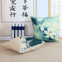 Chinese pillow backrest Bay window pillow with core Chinese style retro lotus pillow Sofa backrest cushion Waist backrest