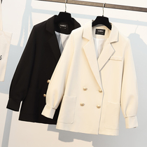 Double-breasted blazer womens little spring and autumn 2021 New thin style black casual suit top