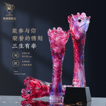 Creative anti-epidemic crystal trophy customized five-pointed star Public Welfare love medical care Commendation awards products customized glass color