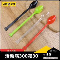 Disposable spoon plastic long handle spoon individually packaged KT cat spoon cartoon sand ice spoon milk tea roasted fairy grass dessert spoon