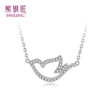Bear silversmith S925 Silver Pigeon pendant necklace temperament synthetic zircon choker simple Tanabata send girlfriend