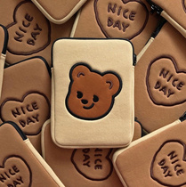 2021 New Korean bad bear tablet computer bag iPad9 7 10 2 inch inner bag Huawei 10-10 8 inch storage bag flat notebook storage bag cute female protective cover