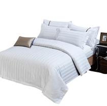 Bedding bedspread four-piece cotton cotton hotel special silky double bed autumn and winter sheet set pure white