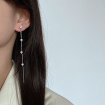 Temperament Pearl Earrings Long Body 925 Sterling Silver Summer Simple Fashion Design Face Small Earrings Women