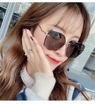 Partial Mirror Sunglasses Women 2021 New anti-UV sunglasses Womens big face Slim Fashion Glasses Female Korean version