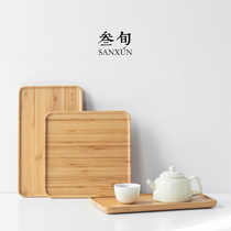Thirty-year bamboo tray household dry bubble small tea table solid wood pot holding hotel tea dish fruit tray Japanese style simple