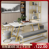 Marble tea table and chair combination Kung Fu tea table Simple household living room Light luxury fashion coffee table New Chinese modern