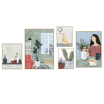 Mural painting Hanging bedroom style background wall painting Decorative combination sofa Nordic living room