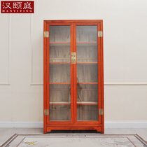 Camphor wood glass bookcase Full solid wood bookcase custom simple storage storage rack New Chinese document display cabinet