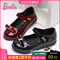 Barbie childrens shoes Girls black shoes spring and autumn 2021 new childrens princess shoes students small leather shoes black single shoes