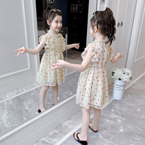 British next sara girls floral chiffon dress 2021 summer new girl foreign style childrens clothing princess dress
