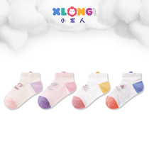 Xiaolong girl socks summer thin childrens cotton mesh boat Socks in big children breathable socks girl cartoon