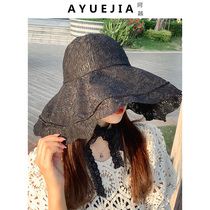 Lace big eaves fishermans hat female sunscreen Joker summer thin breathable lace sunshade sun hat beach hat holiday