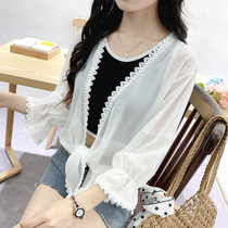 Small shawl jacket womens summer chiffon sunscreen clothes with skirts Fairy short thin cardigan outer air conditioning shirt