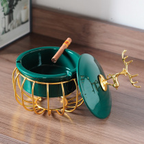 Golden Deer Ashtrays With Cover Windproof Large Creative Living Room Tea Table Home Desktop Light Luxury Nordic Company Opening Ceremony