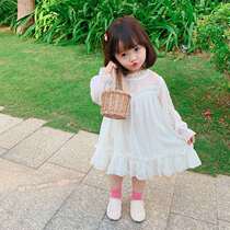 Childrens clothing girl 2021 new long sleeve chiffon dress girl baby 1-6 years old half fairy princess dress