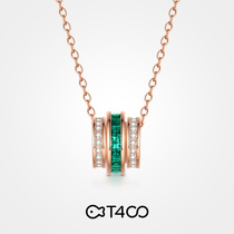 T400 small waist emerald necklace female 2021 new summer sterling silver light luxury niche choker birthday gift