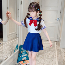 2020 female baby baby beautiful girl warrior suit water ice moon day navy style childrens clothing summer tide child