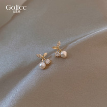 Ancient Rija Small Cherry Earrings Sleeping free of plus-ear Ear Accessories Light Extravagant luxury with a small crowd design feeling 925 silver