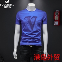 Rich bird round neck short sleeve T-shirt men 2021 summer new trend wild youth embroidery half sleeve shirt men tide