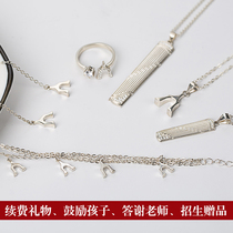 Boyin Sterling Silver Guzheng Jewelry Qin Code Necklace Ring Ear Pendant Bracelet choker Guzheng Ornaments