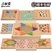 Ginny Rabbit multi-functional flying chess checkers backgammon Colosseum Go games Educational toys for children and primary school students