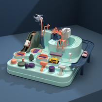 Car big adventure small train track car parking lot vibrato toy male early education puzzle children boy break through