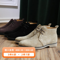 Special retro British casual lace-up frosted fur high-top shoes mens leather desert boots