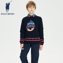 polo sport childrens clothes boys sweater new 2022 autumn and winter explosion pure cotton warm and round knitted shirt