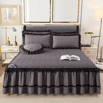 Quilted sanding single bed skirt bedspread-three-piece suit dustproof sleeve 1 8m sheets fitted sheet Simmons mattress cover