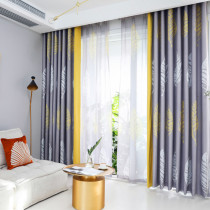 Special price Nordic ins style color matching stitching curtain yarn printing full shading custom finished fabric modern simplicity