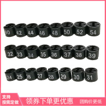 Pants size circle White on black background Round size buckle number four teeth size grain clothing label Plastic size label