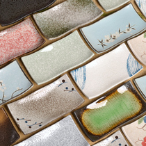 Creative pre-dinner plate Snack plate Japanese sushi plate Household plate Towel plate underglaze color Japanese wave plate