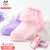 Childrens socks summer thin breathable cotton socks baby Princess lace mesh lace socks girls spring and autumn socks