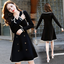 Knitted dress womens 2021 new autumn dress meat cover thin skirt foreign temperament European high-end early autumn