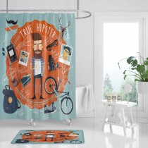 Europe and the United States thick polyester waterproof mildew bath fabric creative bathroom curtain Bath Curtain Bath Curtain custom size free hole