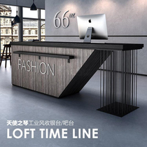 Retro cashier shop Small barber mens milk tea shop Gym bar table Company front desk Reception desk