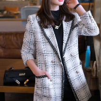 Plaid blazer coat coat women spring and autumn 2021 thin long sleeve slim Korean version of coat small fragrant wind temperament suit