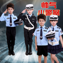 Childrens police uniform suit Police officer clothes Black cat sheriff performance suit Men and women children primary and secondary school students military training performance suit