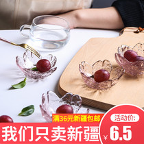 Xinjiang Japanese hammered cherry blossom glass saucer Sauce dish Small plate Vinegar dish Hot pot dipping dish Seasoning bowl