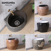 Retro wash mop pool floor basin household balcony toilet ceramic mop pool courtyard mop slot large