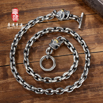 LRER extravagant encounter stoplight high mountain long skeleton pendant male s925 sterling silver necklace female European and American trend person pendant