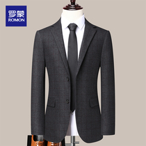 Romon men's suit business leisure casual clothes Shanxi middle school youth spring and autumn plaid coat repair mature suit