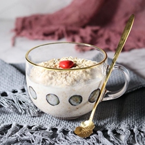Japan-style Phnom Penh Transparent Glass Bowl with lid spoon Large capacity Foam Cereal Bowl breakfast Milk Yoghurt Oat Cup With