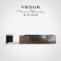 vrsu flagship store design ideolar minimalist natural marble TV cabinet tea table combined Nordic light and luxurious cabinet