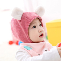 Baby lace-up autumn asparagus ear cap windproof plush rabbit ear baby childrens 100-day hat cute cotton cap